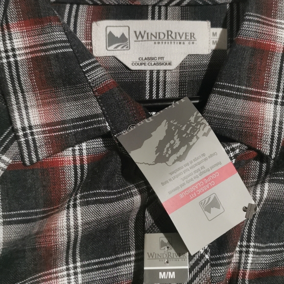 NWT WindRiver, Medium, Casual button down, long sleeve, Grey, plaid - Picture 2 of 5